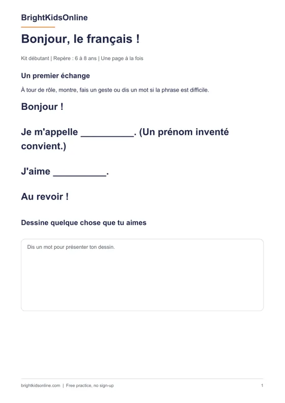 Preview: Free French starter pack for ages 6 to 8